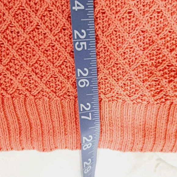 Talbots Womens Plus Size Coral Orange Pink Sweater 2X Waffle Weave Long Sleeve - Picture 11 of 11